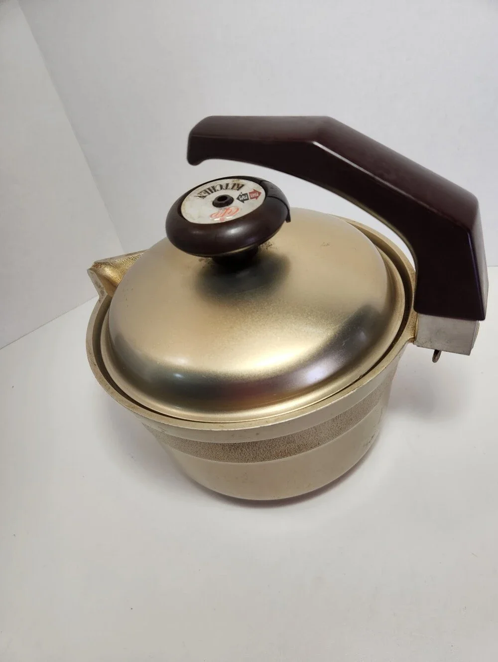Vintage Shibano Kitchen Gold Aluminum Kettle Tea Pot Japan Retro Mid Century